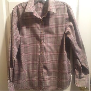 Brown Foxcroft wrinkle free button up shirt